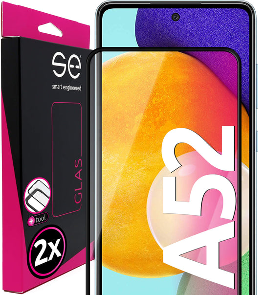 2x 3D Panzerglas für Samsung Galaxy A52 & A52 5G - Volle Abdeckung - 100% Fingerabdrucksensor - Installationshilfe - Hüllenfreundlich - Blasenfrei - Stoßfest - Kratzfest - 9H Glas Displayschutz