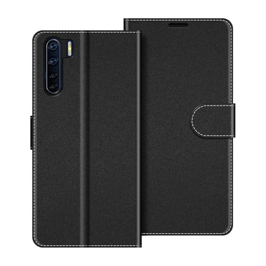 COODIO Handyhülle für Oppo A91 Handy Hülle, Oppo A91 Hülle Leder Handytasche für Oppo A91 Klapphülle Tasche, Schwarz