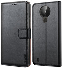 Laden Sie das Bild in den Galerie-Viewer, Peakally Kompatibel mit Nokia 1.4 Hülle, Leder Tasche Flip Case [Standfunktion] [Kartenfächern] PU-Leder Schutzhülle Brieftasche Handyhülle für Nokia 1.4-Schwarz