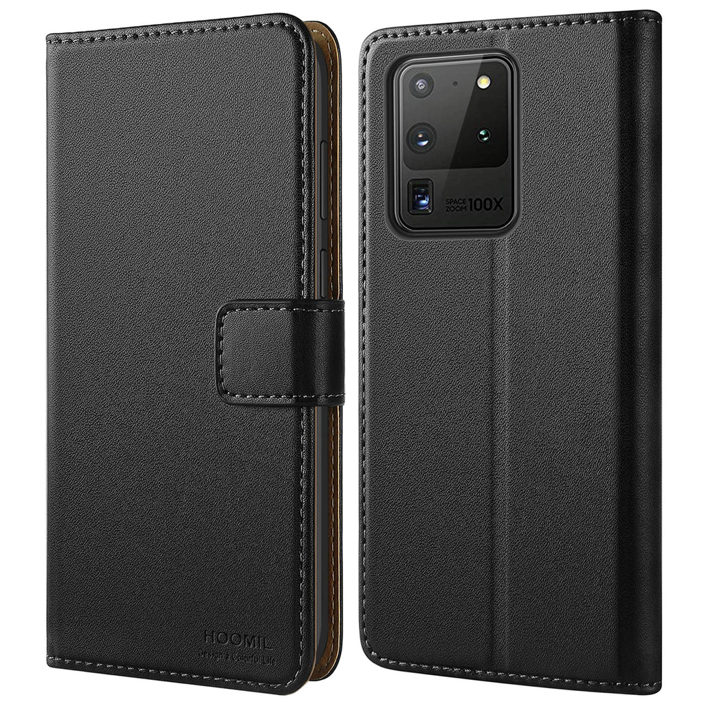 HOOMIL Handyhülle für Samsung Galaxy S20 Ultra Hülle Leder Tasche Flip Case Schutzhülle Kompatibel mit Samsung S20 Ultra Hülle Schwarz