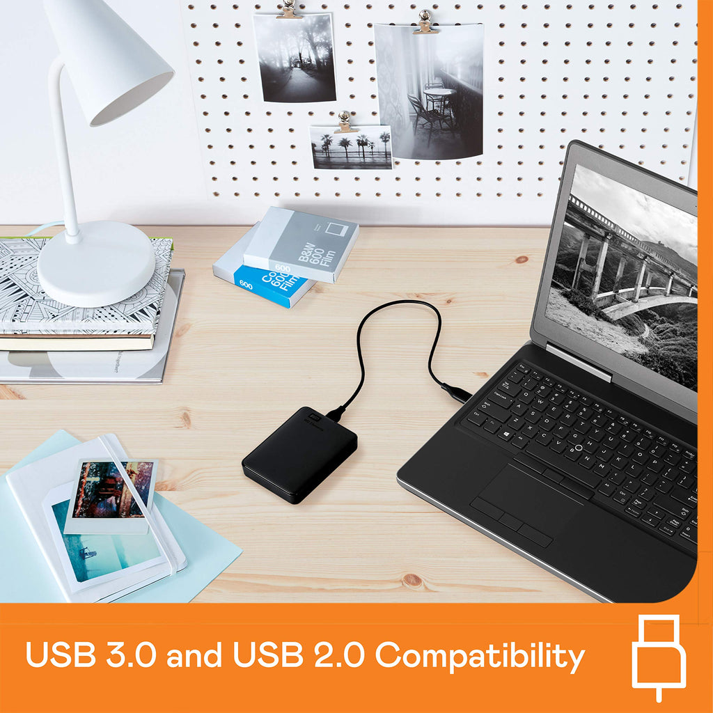 WD Elements Externe Festplatte 1 TB (USB 3.0-Schnittstelle, Plug-and-Play, kompakt und leicht) schwarz & Amazon Basics - 6,35 cm SATA-Festplattengehäuse, USB 3.0