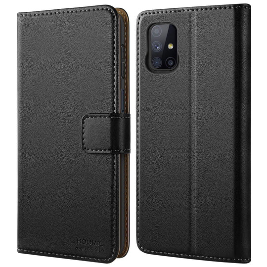 HOOMIL Handyhülle für Samsung Galaxy M51 Hülle, Premium PU Leder Flip Case Schutzhülle für Samsung Galaxy M51 Tasche (Schwarz)