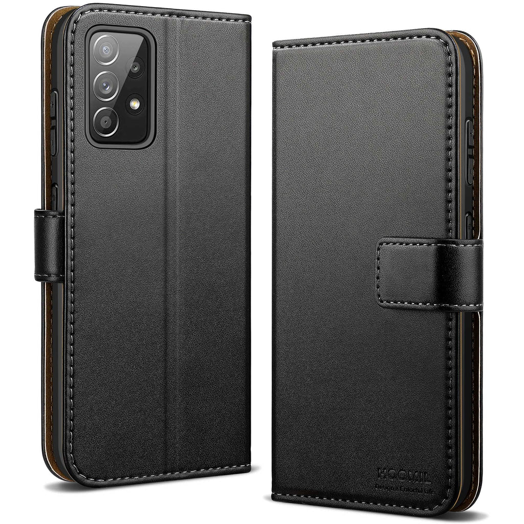 HOOMIL Handyhülle für Samsung Galaxy A52 Hülle Leder Tasche Flip Case Schutzhülle Kompatibel mit Samsung A52 Hülle Schwarz
