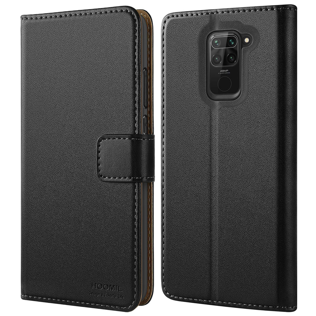 HOOMIL Handyhülle für Xiaomi Redmi Note 9 Hülle, Premium PU Leder Flip Case Schutzhülle für Xiaomi Redmi Note 9 Tasche, Schwarz