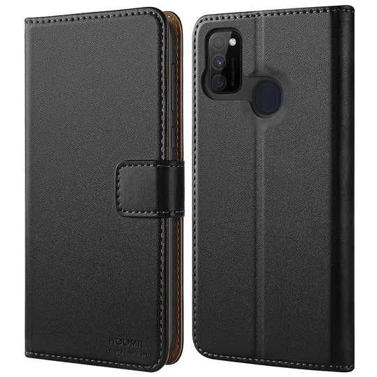 HOOMIL Handyhülle für Samsung Galaxy M21 Hülle, für Samsung Galaxy M30s Hülle, Premium PU Leder Flip Schutzhülle für Samsung Galaxy M21/M30s Tasche, Schwarz