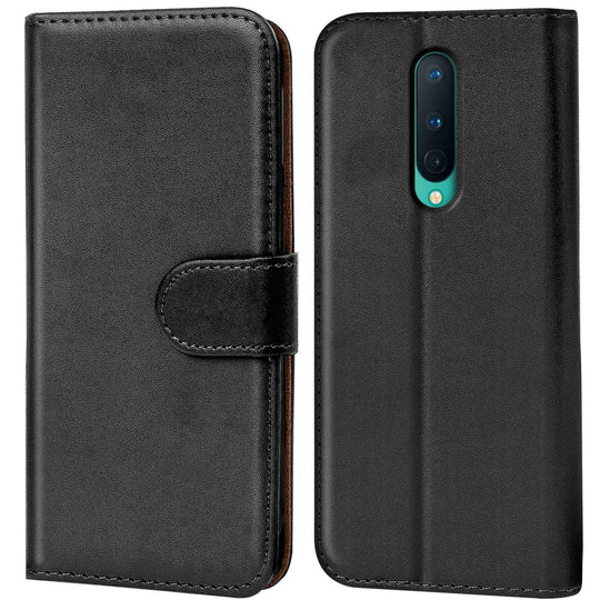 Verco OnePlus 8 Hülle, Handyhülle für OnePlus 8 Tasche PU Leder Flip Case Brieftasche, Schwarz