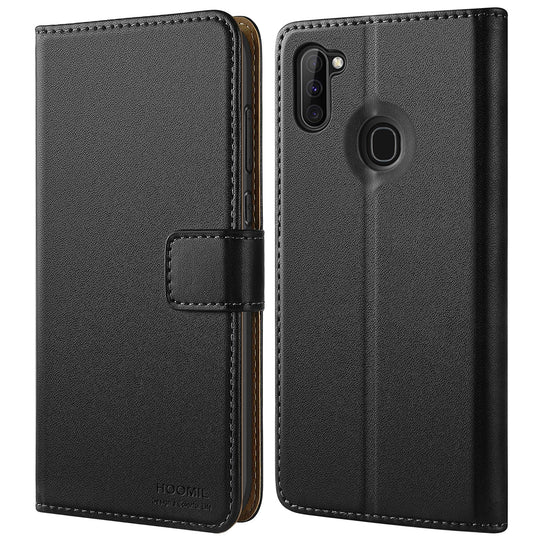 HOOMIL Handyhülle für Samsung Galaxy M11 Hülle, Samsung Galaxy A11 Hülle, Leder Tasche Flip Case Schutzhülle Kompatibel mit Samsung Galaxy M11/A11, Schwarz