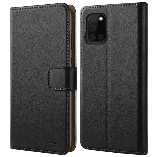 HOOMIL Handyhülle für Samsung Galaxy A31 Hülle, Premium PU Leder Flip Case Schutzhülle für Samsung Galaxy A31 Tasche, Schwarz