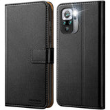 HOOMIL Handyhülle für Xiaomi Redmi Note 10 Hülle, Xiaomi Redmi Note 10S Hülle, Leder Tasche Flip Case Schutzhülle für Xiaomi Redmi Note 10/Note 10S Schwarz