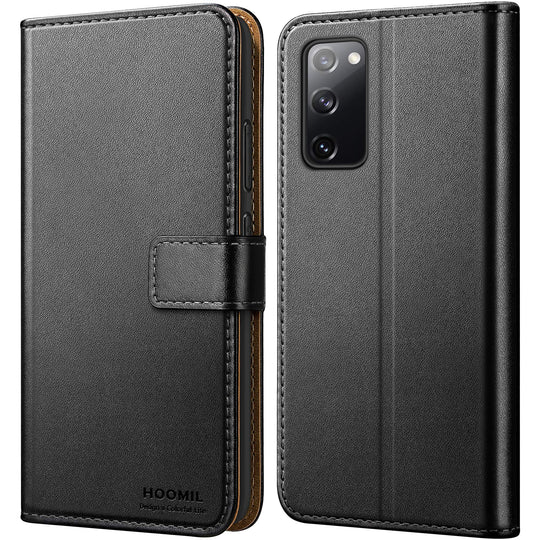 HOOMIL für Samsung Galaxy S20 FE Hülle, Premium Leder Flip Case Handyhülle für Samsung S20 FE Hülle (Schwarz)