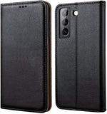 tomaxx Handyhülle [ECHT Leder] für Samsung Galaxy S21 Plus Hülle, Flip Case Cover Schutzhülle Kompatibel für Samsung Galaxy S21+ Plus Klapphülle Smartphone [Magnet] Schwarz